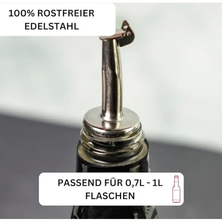 Westmark 2 Spirituosen-Ausgießer für Flaschen, Mit Klappe und Luftröhrchen, Kunststoffkorken, Rostfreier Edelstahl, Inox-Gastro, Schwarz-Verchromt, 46822280 – Bild 4