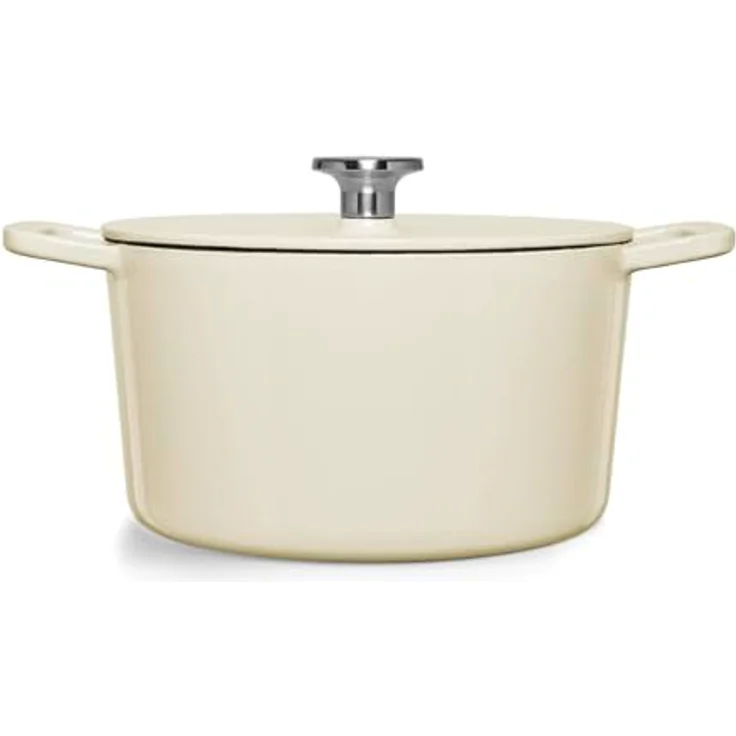 Fissler Moments Collection Gusseisen-Bräter rund (Ø 24 cm), emaillierter Cast-Iron Topf mit AromaStar-Funktion, für Induktion, elfenbeinweiß – Bild 3