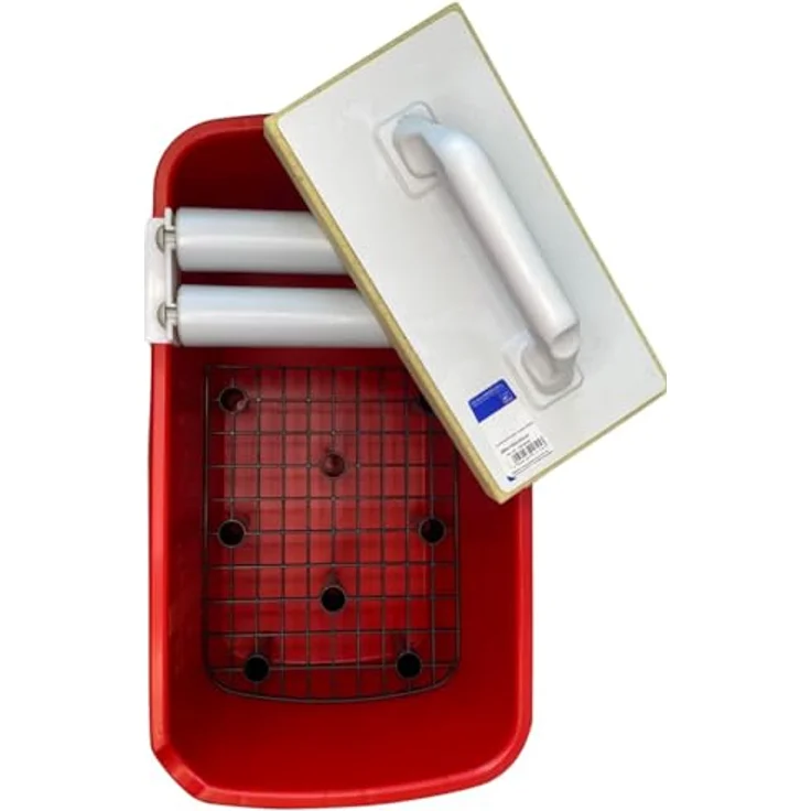 HAROMAC Fliesenwaschset "Profi" 8tlg. Made in Germany, 22l Kunstoffeiner mit Bodengitter, Doppelrollenaufsatz, 4 Bodenrollen und ein Kustoffreiber "Hydro" – Bild 4