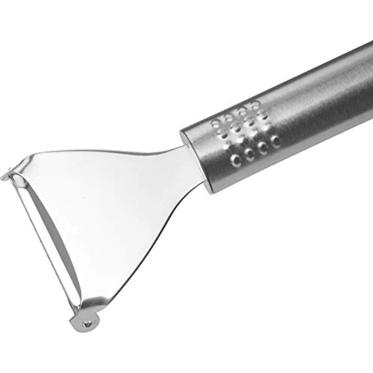 Fackelmann Ziehschäler OVALGRIFF, Universalschäler aus Edelstahl, robuster Schäler für Gemüse und Obst mit scharfer Klinge (Farbe: Silber), Menge: 1 Stück – Bild 3