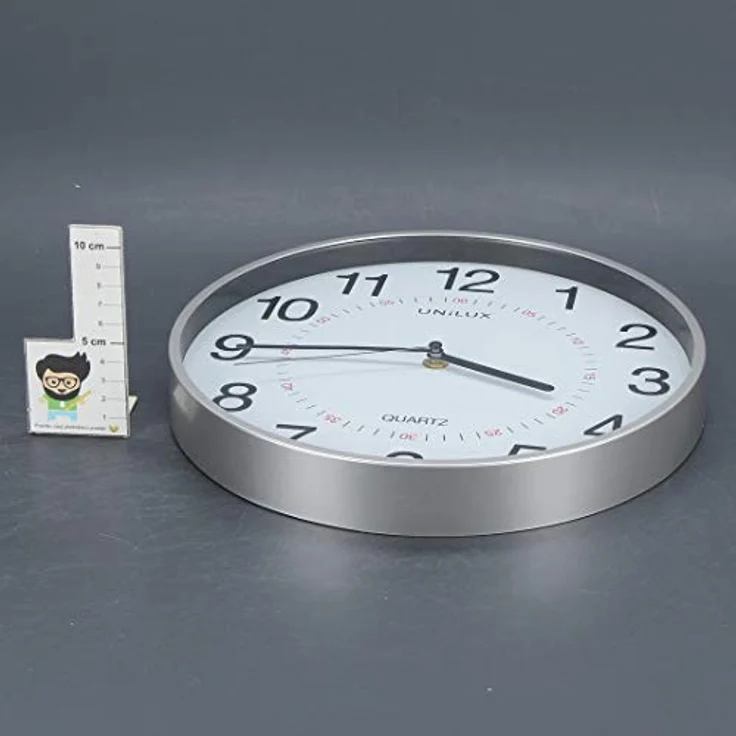Unilux Wanduhr Aria mit Sekundenzeiger 28,5cm modernes Ziffernblatt, Kunststoff/Glas, metallgrau – Bild 5