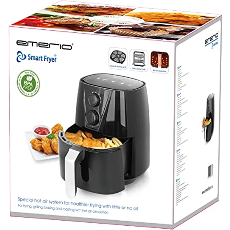 Emerio AF-126667 Heißluft-Fritteuse, Air Fryer 3,8 Liter, Frittieren mit heißer Luft ohne zusätzliches Öl, 1450 Watt, Kunststoff, schwarz – Bild 6