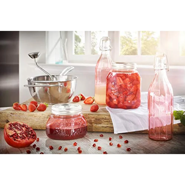 Leifheit Einmachglas 3er Set 1,0 L Tender Rose, Weckglas mit Deckel ideal für Eingemachtes und Selbstgemachtes, dekoratives Vorratsglas, spülmaschinengeeignet, Marmeladenglas, Einkochglas, rund, rosa – Bild 16