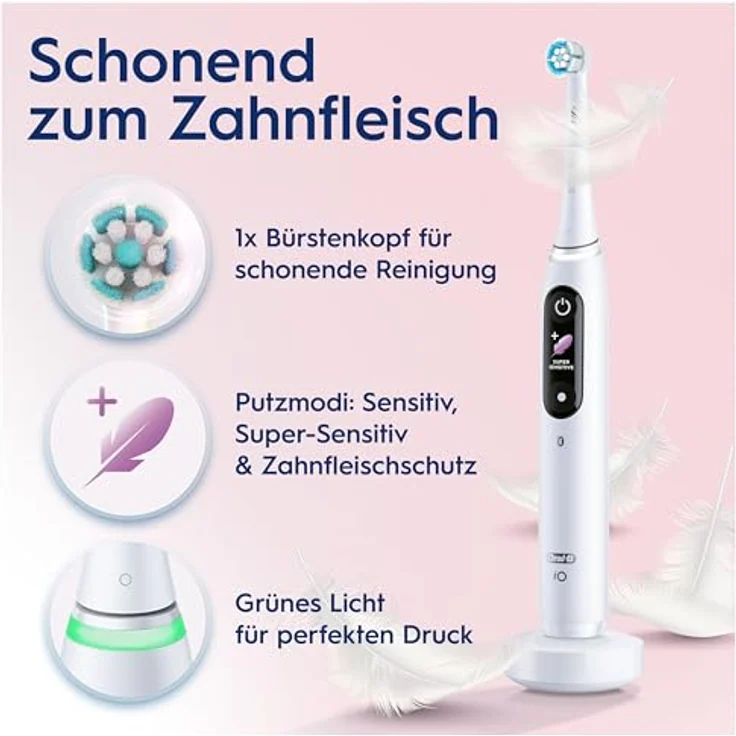 Oral-B iO Series 8N White Alabaster Elektrische Zahnbürste, 2 Aufsteckbürsten – Bild 5