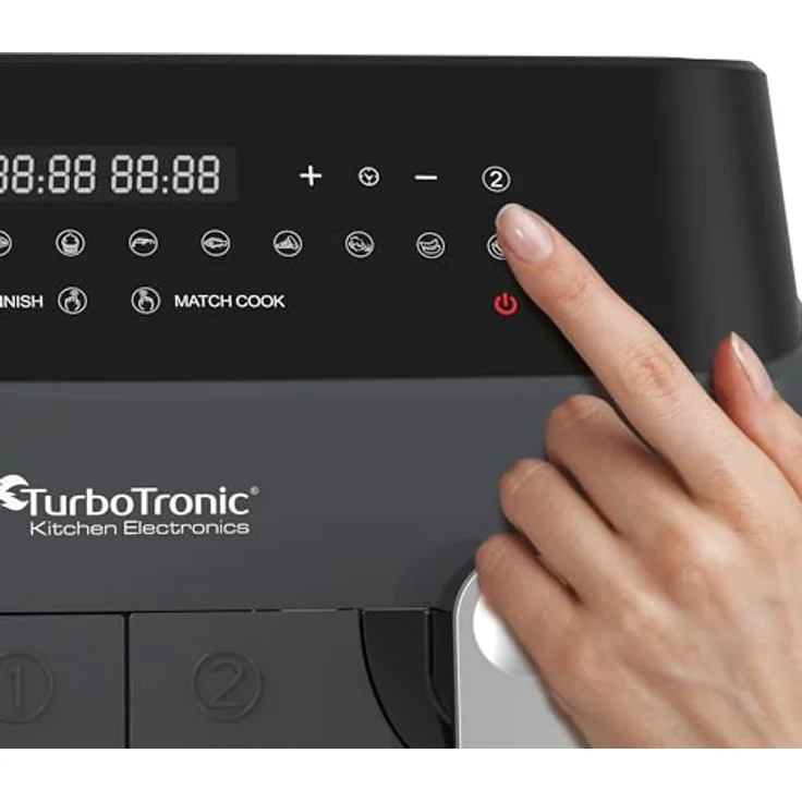 TurboTronic by Z-Line Heißluftfritteuse XXL Doppelkammer 2x 4,5 Liter, 1600 W, digitaler Airfryer Fettfrei, Power, dual, Camping, in Schwarz - Preisvergleich – Bild 6