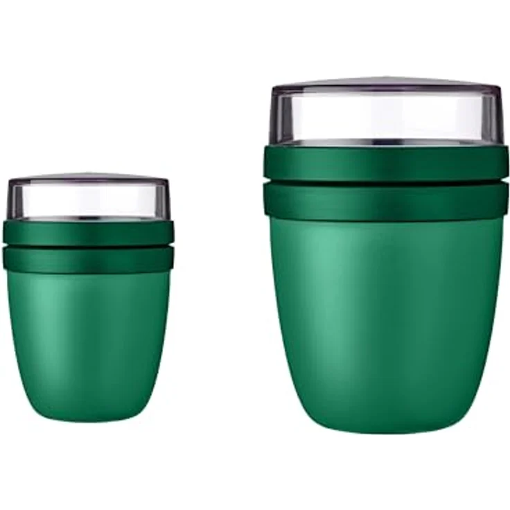Mepal Lunchpot Ellipse Duo Pack – Vivid Green – Mini + Large – Auslaufsicher, geeignet für Mikrowelle und Tiefkühler – Bild 1