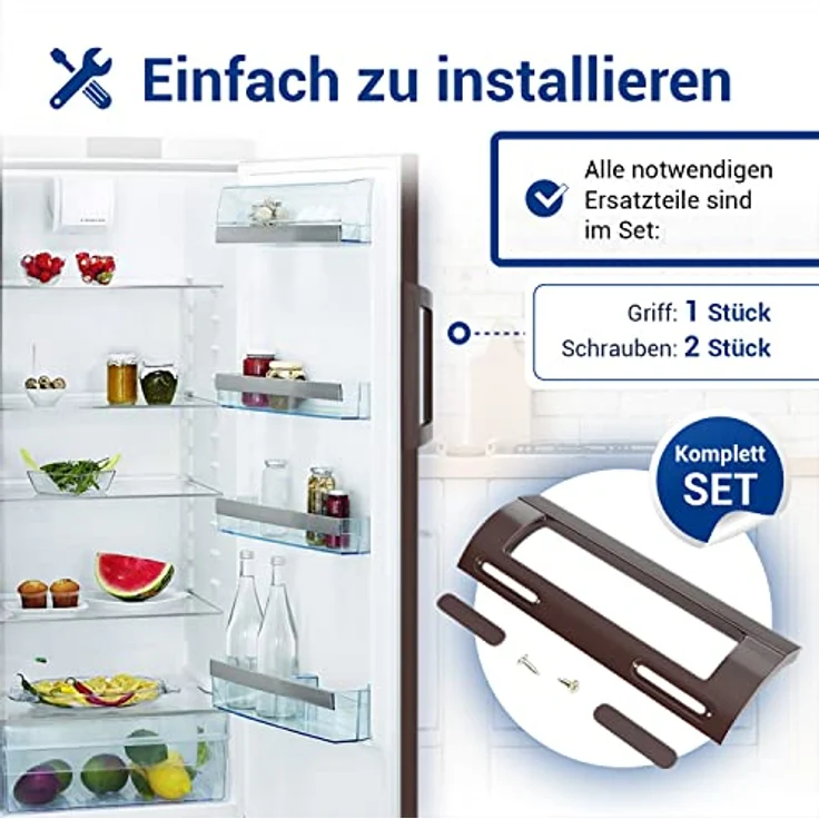 VIOKS Kühlschrank Griff Universal 200x70x25mm & Brauner Türgriff Set mit Befestigungsabstand 84-160 mm für Kühlschrank mit Gefrierfach/Gefrierschrank & Kühlschranktür Ersatzteile Türgriff – Bild 4