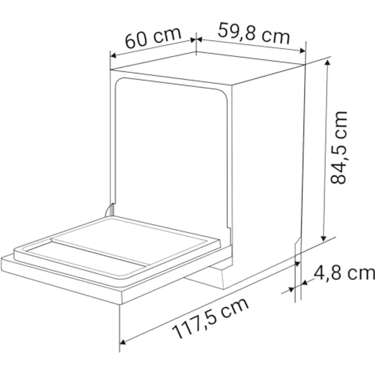 KKT KOLBE DW60FSS, 60 cm Geschirrspüler in Schwarz Silber, freistehend, Unterbaufähig, 14 Maßgedecke, 7 Programme, automatische Türöffnung, Besteckschublade, LED-Beleuchtung, höhenverstellbar – Bild 5