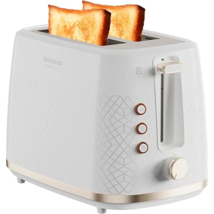 Taurus Fusion Crunch Toaster, 2 Schlitz Toaster mit 800 W, 7 Bräunungsstufen, Funktionen: Abbrechen, Aufwärmen, Auftauen, Selbstzentrierung, Krümelfach – Bild 1