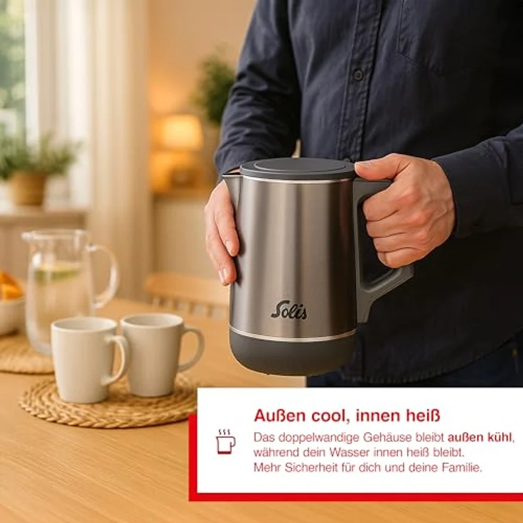 Solis Eco Boil Wasserkocher (Typ 5520), leise & energiesparend mit 3D-Heizsystem, 0,2 l Mindestfüllmenge, doppelwandig, BPA-frei, leicht zu reinigen – Bild 4