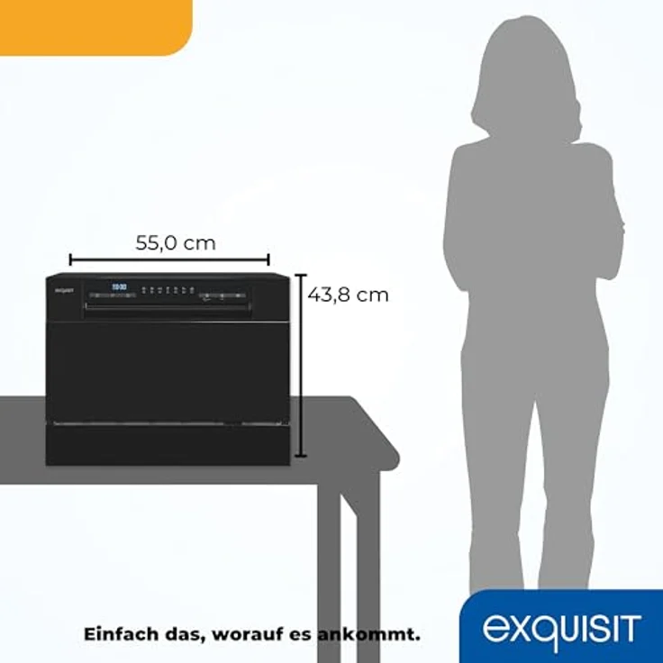 Exquisit GSP5206-030D, Geschirrspüler 55 cm, 6 Maßgedecke, Restlaufanzeige, schwarz, Standgerät – Bild 5