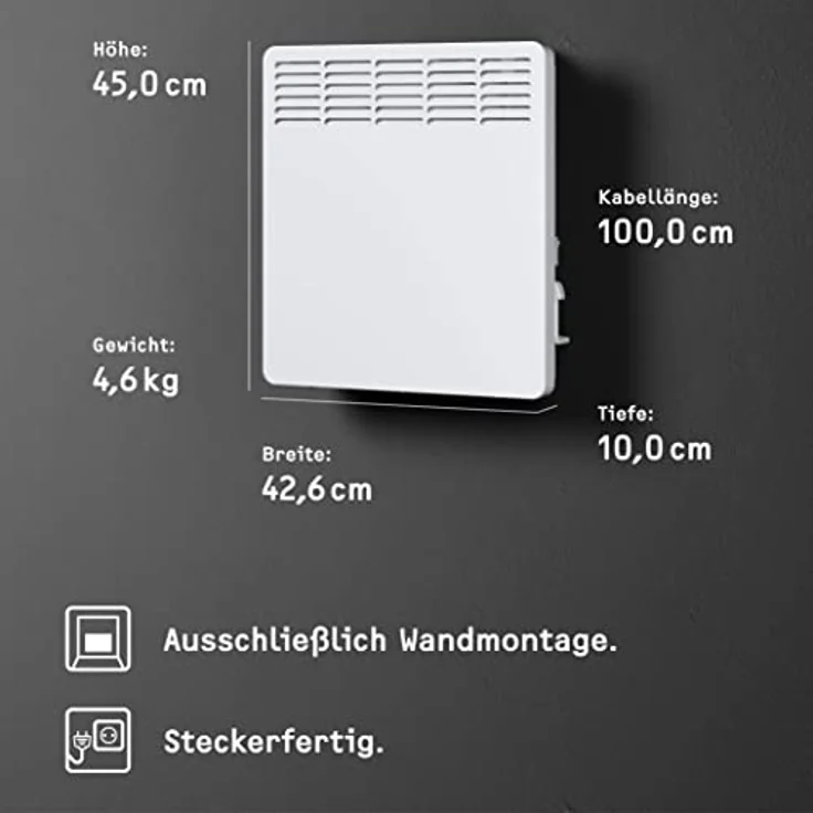 Stiebel Eltron Wand-Konvektor CNS 100 Trend für ca. 10 m², 1 kW, LC-Display, Wochentimer, Offene Fenster Erkennung, 236526, Konvektor – Bild 6
