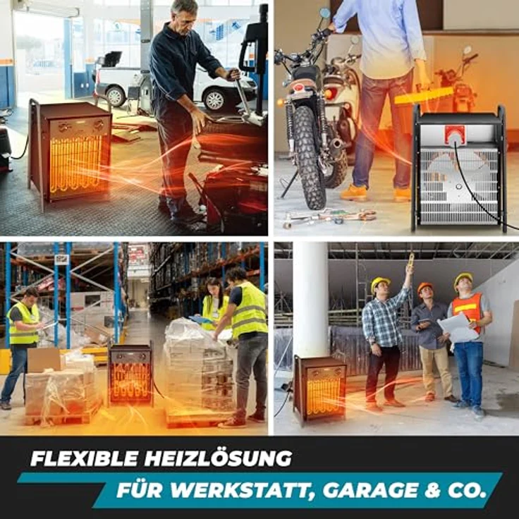 MASKO® Elektroheizer Heizlüfter 9 KW, elektrisch Heizgerät mit integriertem Thermostat, 3 Heizstufen, Anthrazit, für Innen- & Außeneinsatz – Bild 5