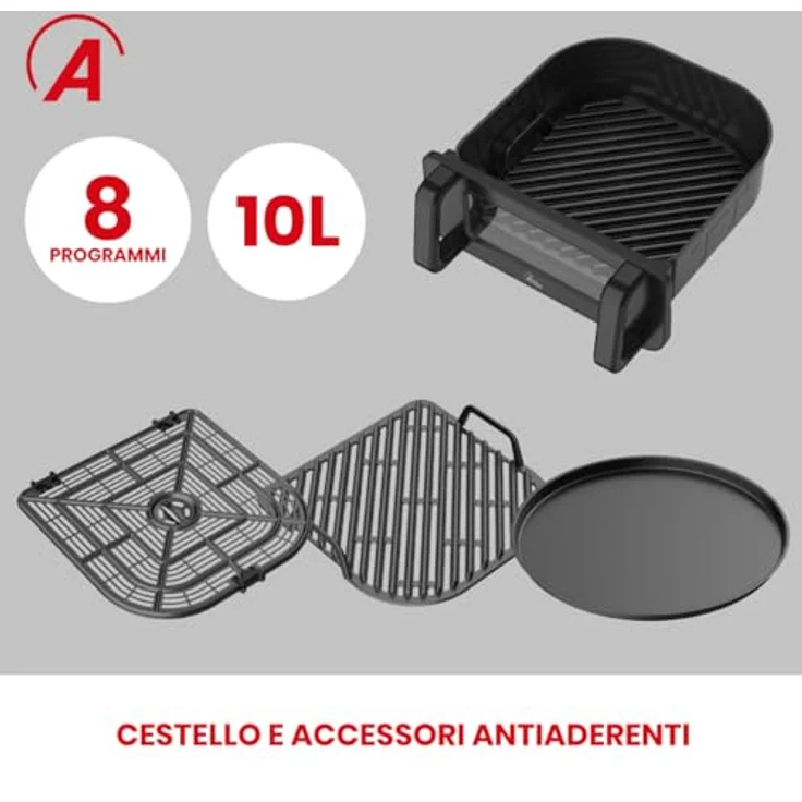 Ardes ARFRYA09GP FRYAGISANA GRILL 10L XXL Luftfritteuse und Grill BBQ, Digitalanzeige Timer, Innenbeleuchtung – Bild 2
