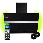 Dunstabzugshaube 80 cm | Wandhaube | kopffrei | schwarz | Glas | WiFi Smart App | RGBW-LED-Beleuchtung | Touch Bedienung | HERMES809HC