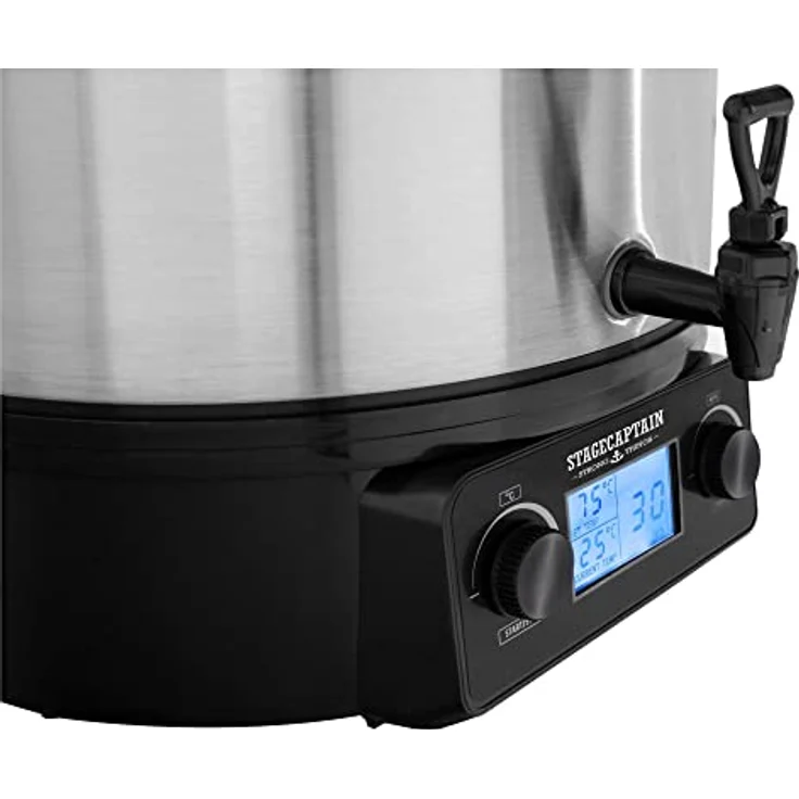Stagecaptain GWK-27D Glühweinkocher - Digitaler Einkochautomat mit 27 Liter - LCD-Anzeige - 2000 Watt - Edelstahl - Einfache Bedienung (Temperatur und Zeitschaltuhr) - Abschaltautomatik - Silber – Bild 5