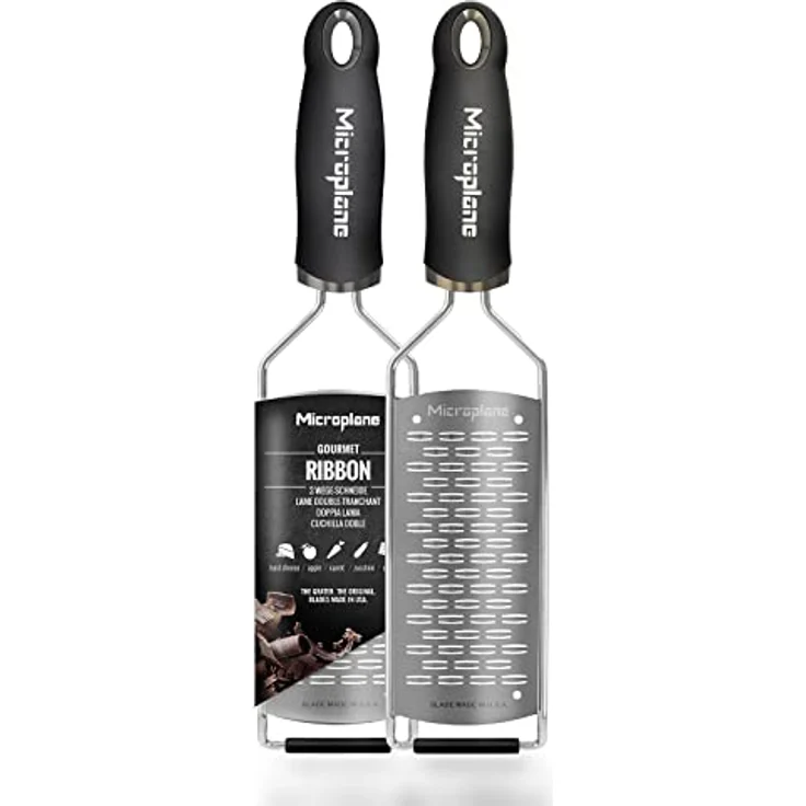 Microplane 2-Wege-Schneide Reibe Edelstahl Schwarz aus der Gourmet Serie für Hartkäse, Apfel, Karotte, Zucchini und Schokolade – Bild 2