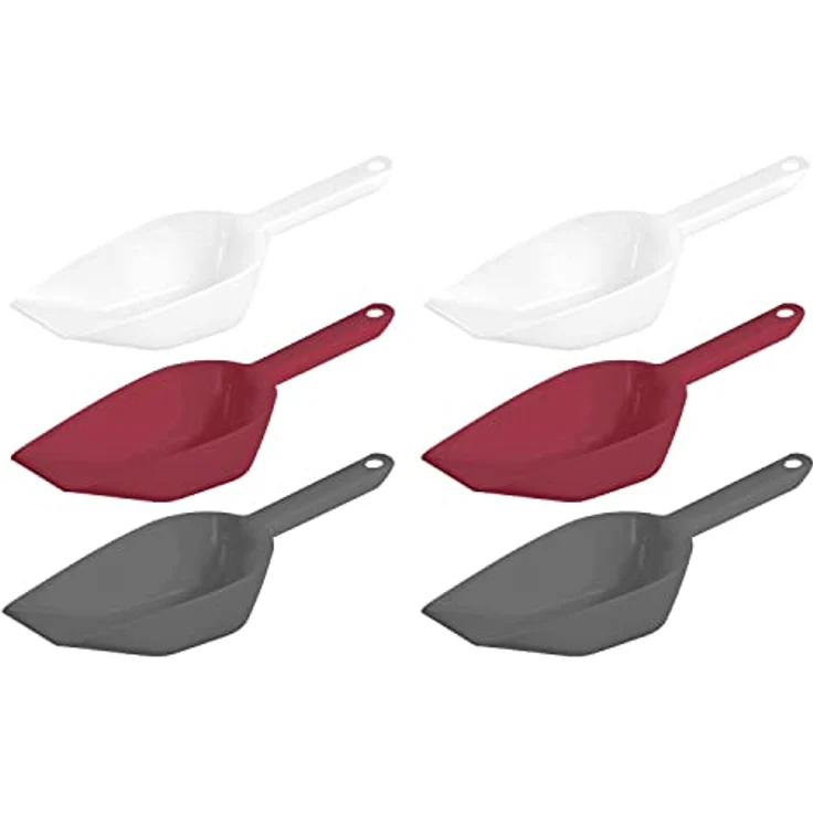 Westmark Back-/Abwiege-/Abfüllschaufeln, 6 Stück, 3-farbig, Füllvolumen: je 450 ml, Kunststoff, Halvar, Weiß/Rot/Anthrazit, 909522E6 – Bild 1