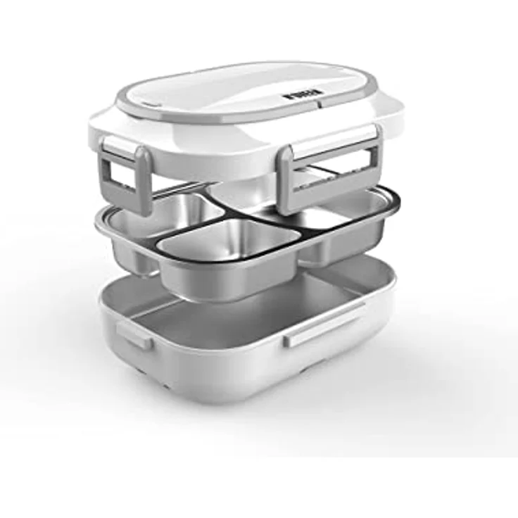 N'OVEEN Elektrische Lunchbox LB520 Speisenwärmer, Thermo Lunchbox Heizplatte mit 1 Liter Fassungsvermögen – 230V + 12V (Auto) - Food Box Warmhalteplatte bis 60°C Wärmedämmbeutel enthalten – Bild 4