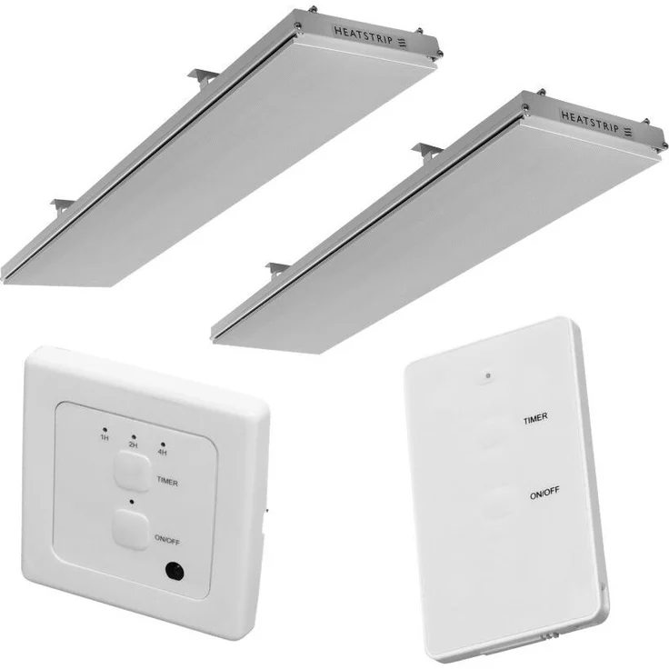HEATSTRIP Indoor Heizstrahler, 2x 1200 Watt Infrarot-Wandheizstrahler für Innenräume, IP45, inkl. Controller und Remote