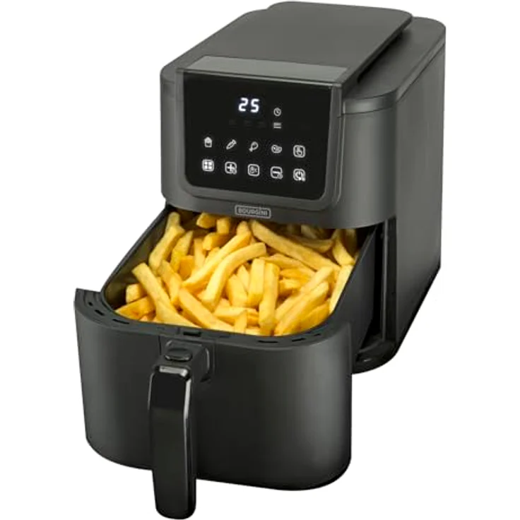 BOURGINI Luftfritteuse mit Keramikbeschichtung, 5 Liter, schmales Format, 35% kompakter, 1500 W, ideal für ein ungiftiges Zuhause – Bild 3