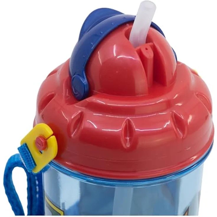POKEMON JUEGO DE CARTAS Trinkflasche, 450 ml, mit Trageband und integriertem Strohhalm, Blau – Bild 4