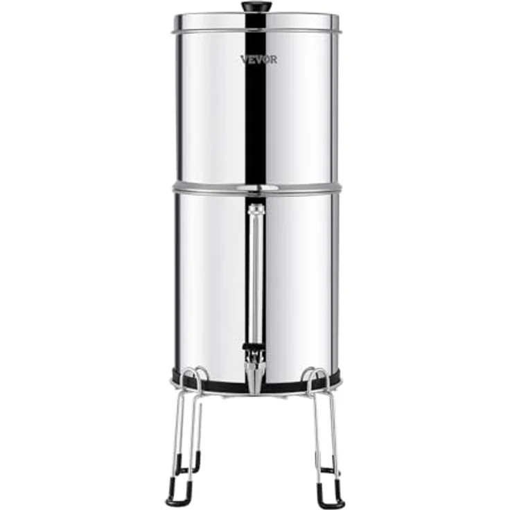 VEVOR Schwerkraft Wasserfiltersystem Edelstahl 7+8,5L, Blei- und Chlorreduzierung mit 2 Kohlefiltern – Bild 9