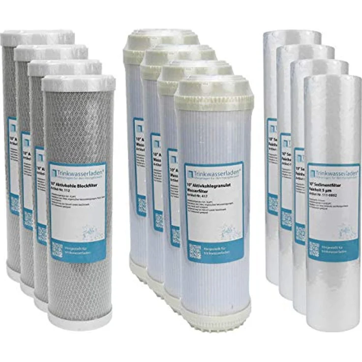 Trinkwasserladen 2 Jahre Filter Set 10 Zoll, 12-teiliges Umkehrosmose Ersatzfilterset für Sediment- und Aktivkohlefilter – Bild 1