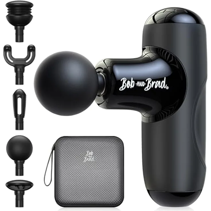 BOB AND BRAD Q2 Mini Massagepistole, Taschenformatiges Tiefengewebe-Percussion-Massagegerät zur Muskelerholung, Schwarz
