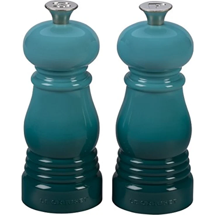 Le Creuset Kleines Mühlenset, Salz- und Pfeffermühle, ABS-Kunststoff, Je 5 x 5 x 12,1 cm, Keramik-Mahlwerk, Karibik (Türkis) – Bild 2