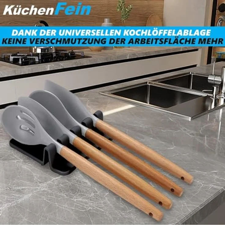KüchenFein Silikon Kochlöffelablage Löffelhalter Spüle, Kochlöffel Halter Löffelablage Besteckhalter Kochwerkzeug Küchenablage – Bild 2