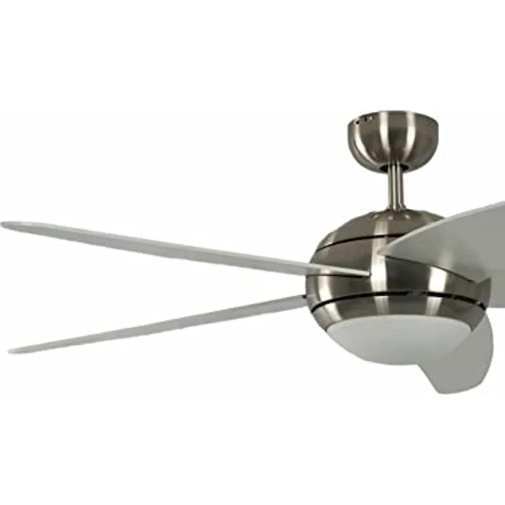 Pepeo Deckenventilator mit Beleuchtung und Fernbedienung Melton, Gehäuse Nickel, Flügelfarbe Weiß, 132 cm, für Räume bis zu 25m² – Bild 4