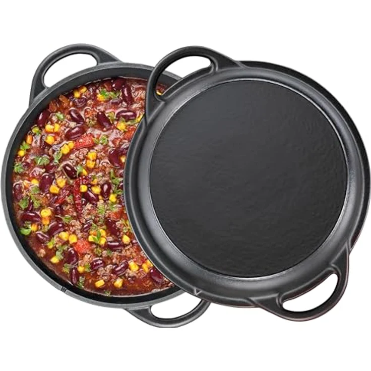 Küchenprofi Schmortopf BBQ, Emaillierter Gusseisen Topf für Grill und Herd, Ø 26 cm, 5 L, Schwarz – Bild 5