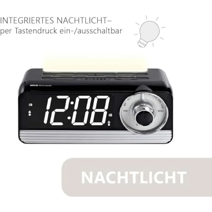 Silva TR 1970 D, Radiowecker mit FM-Radio, Snooze-Funktion und klarem LED-Display, schwarz – Bild 5