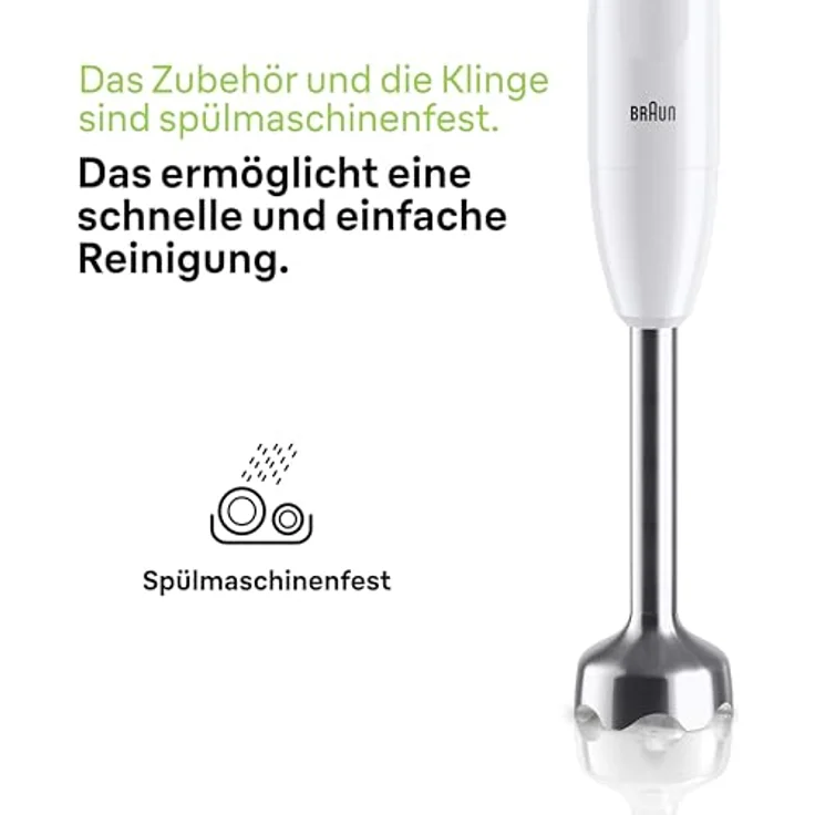Braun Stabmixer MQ10.001M MultiQuick 1 - Extra Leichter Pürierstab mit Edelstahl-Mixfuß und EasyTwist System, inkl. 600 ml Mix- & Messbecher, 450 Watt, Weiß – Bild 6
