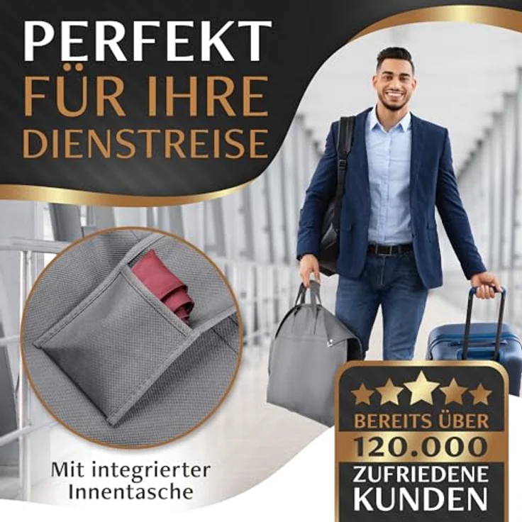 Bruce.® Kleidersack Kurz 100x60 cm – Schiefergrau, atmungsaktive und wasserabweisende Anzugtasche mit Motten- und Staubschutz – Bild 3