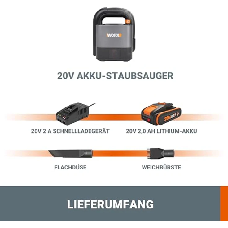 Worx WX030, Handstaubsauger beutellos und schnurlos, kompakt und leistungsstark – Bild 6