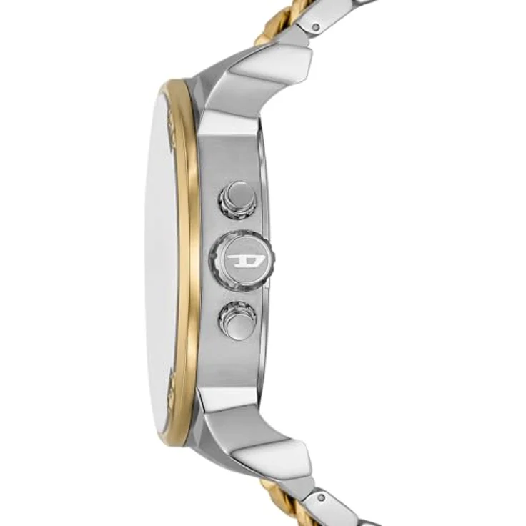 Diesel DZ7486 Herren Analog Quarz Uhr, 57 mm Edelstahlgehäuse mit gold- und silberfarbenem Zifferblatt, bicolor Edelstahlarmband, wasserdicht bis 30 m – Bild 3