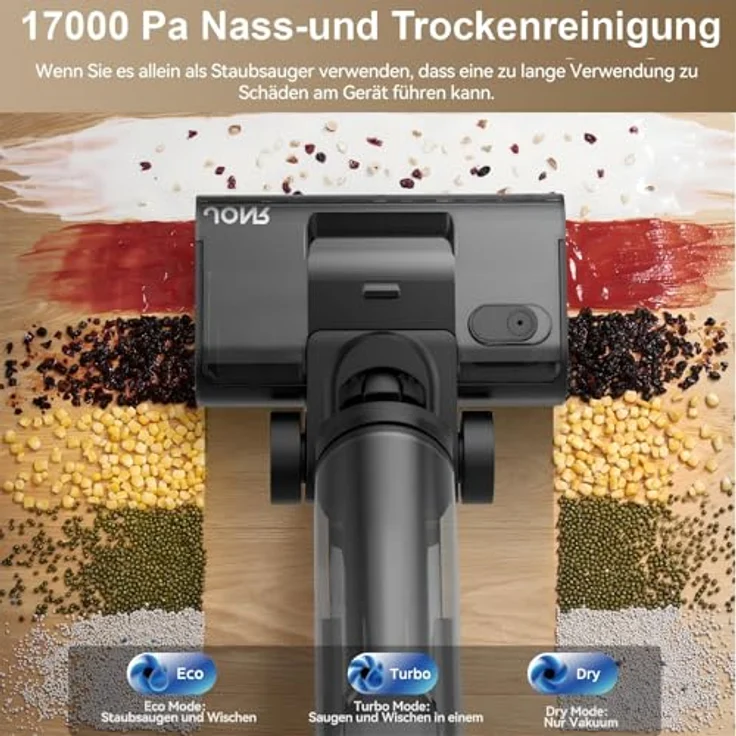 JONR ED 12 Pro Max Nass-Trockensauger, 17000 Pa Saugleistung, 4000 mAh Akku, 5 Min Flash Dry Design, LCD-Display – Bild 2