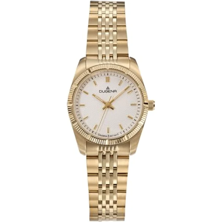 Dugena Damen-Armbanduhr Paris, Quarz, Edelstahl, Mineralglas, 5 bar, Weiß/Gold – Bild 1