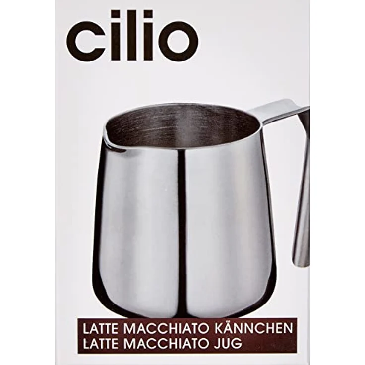 Cilio 0000201383 Latte Macchiato Kännchen, Edelstahl, silber, 6,4 x 7,4 x 7,6 cm – Bild 2