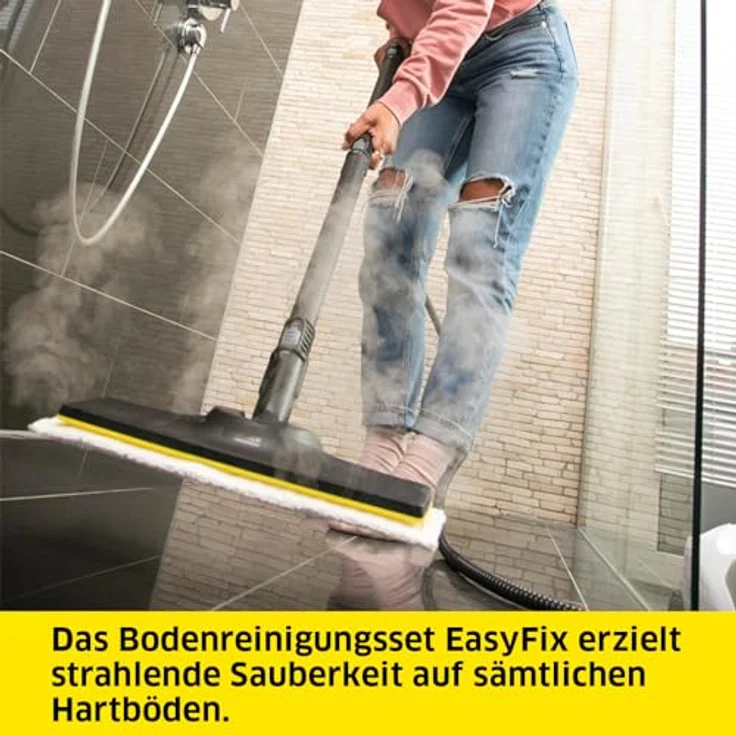 Kärcher Dampfreiniger SC 5 EasyFix Iron mit Heißwasser-Zuschaltung, Dampfdruck: 4,2 bar, Aufheizzeit: 3 min., Fläche: ca. 150 m², Tank: 0,5 l + 1,5 l, Bodenreinigungsset EasyFix und Düsen – Bild 4