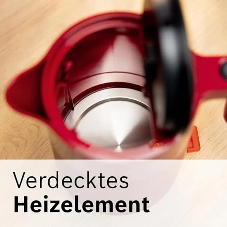 Bosch kabelloser Wasserkocher My Moment TWK2M164, Abschaltautomatik, Überhitzungsschutz, Tassenanzeige, entnehmbarer Kalkfilter, Trockengehschutz, Dampfstopp-Automatik, 1,7 L, 2400 W, Rot matt – Bild 5