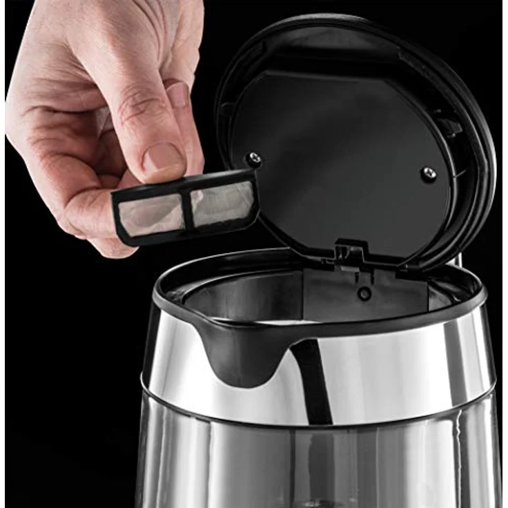 Russell Hobbs Wasserkocher, Glas Elegance, 1.7l, 200W, LED Beleuchtung, Edelstahl, herausnehmbarer Kalkfilter, Wasserstandsanzeige mit Füllmengenmarkierung, hochwertiger Teekocher 23830-70 – Bild 5