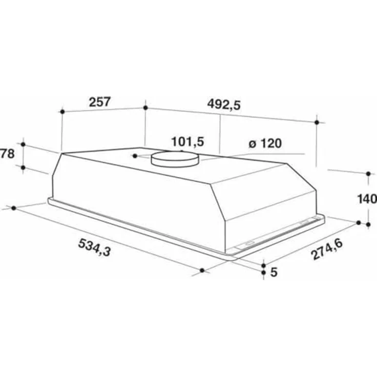 Whirlpool WCT64FLSX, integrierte Dunstabzugshaube mit 332 m³/h, 64 dB, 3 Geschwindigkeiten, 53 cm, Edelstahl, integrierte LED-Beleuchtung – Bild 3