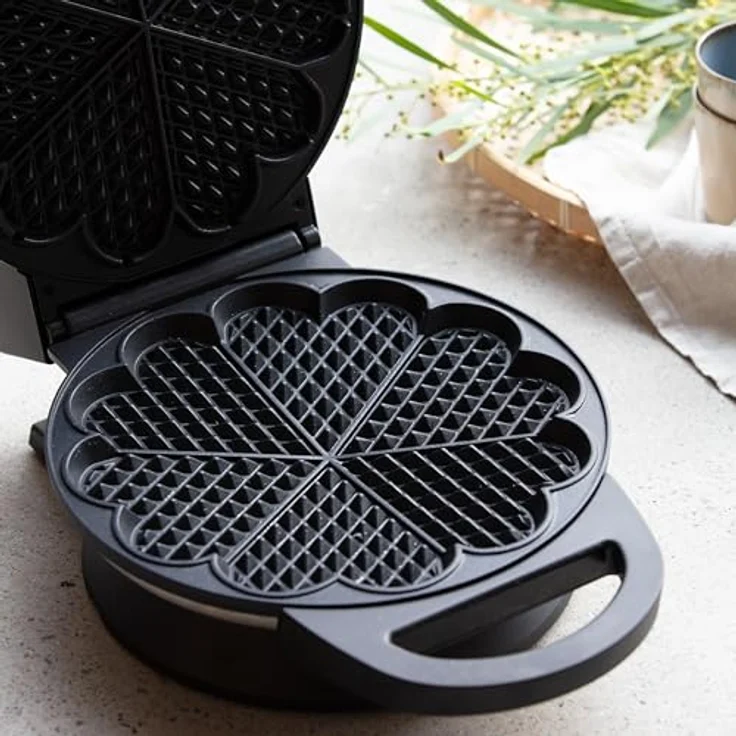Wilfa BELL Waffeleisen, 1.400 Watt mit 23 cm großen Herzwaffeln, 7 Temperaturmodi, Alarm-Glocke und Signal-Licht, schwarz-silber – Bild 2