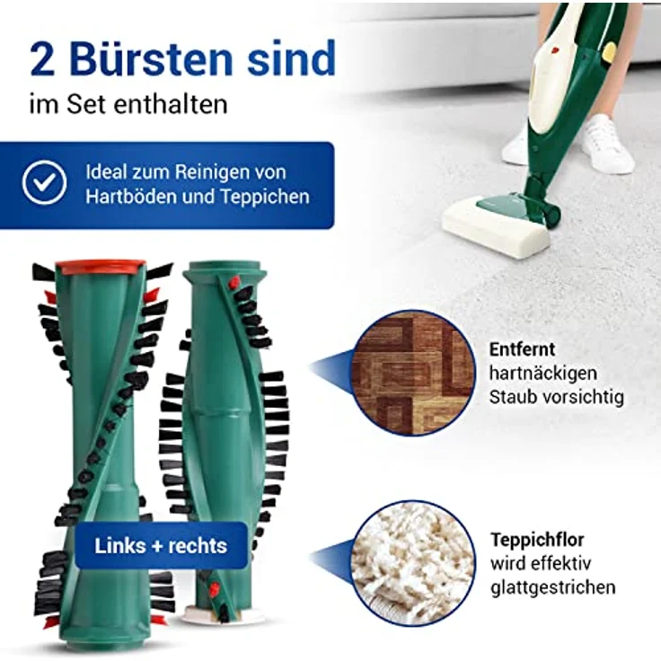 VIOKS 2х Rotierende Bürste Staubsauger Ersatz für Bürste Vorwerk - Staubsauger Bürste für Vorwerk Staubsauger mit Rotierender Bürste EB 351 350 – Bild 3