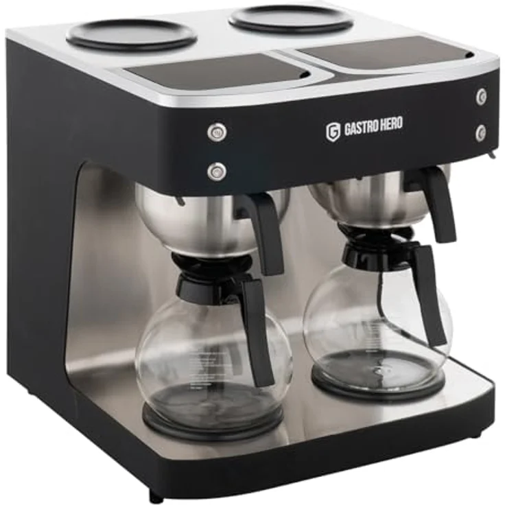 GastroHero Filterkaffeemaschine, 2x 2 Liter schwarz, mit 2 Glaskannen, für 200 Tassen/Stunde, ideale Filterkaffeemaschine für Gastronomie und Café – Bild 1
