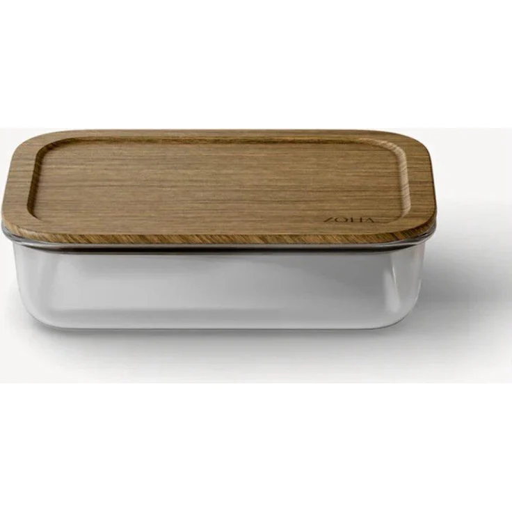 COFI Frischhaltedosen aus Borosilikatglas mit Akazienholzdeckel, rechteckig, 1520 ml, luftdicht, mikrowellen- und tiefkühlgeeignet