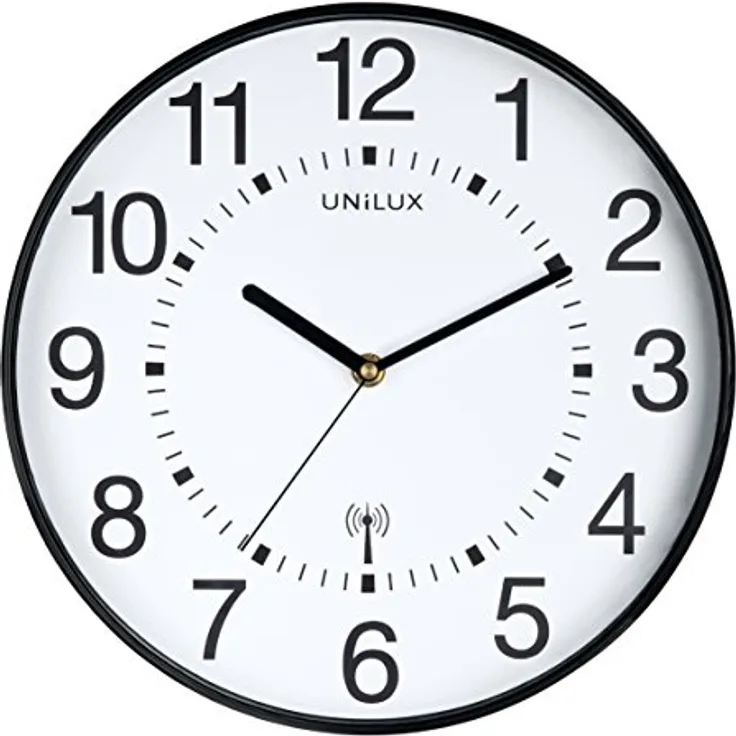 Unilux Funk-Wanduhr Maxi Wave, 30cm, schwarz